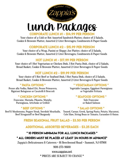 Zappias Catering Lunch